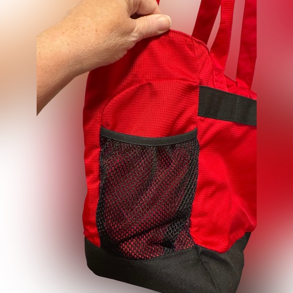 L.L.Bean Red Utility Tote Bag Zip Top Boat Tote Style Gym Travel Bag - Picture 7 of 10